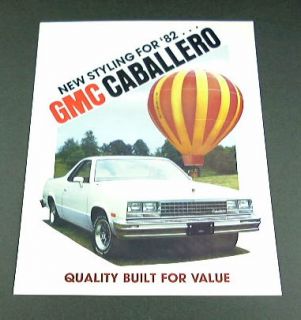1982 82 GMC Caballero Brochure Amarillo El Camino