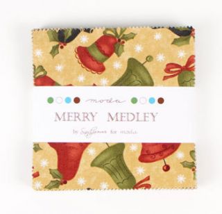 Moda Sandy Gervais Christmas Merry Medley Cotton Quilt Fabric 5 Charm
