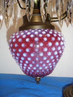 Fenton RARE and Old Cranberry Hobnail Student Lamp