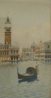 Old 19th Century Baldero Italian w C Painting Venice Venetian Canal