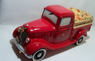 Rare Harry and David Cookie Jar RED TRUCK Vintage Pick Up Carrying