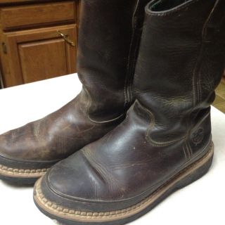 Mens Brown Leather Work Boots Size 9 w Georgia Giant Wide Used