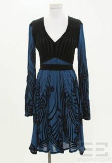 Jean Paul Gaultier Soleil Black & Blue Floral Print Long Sleeve Sheer