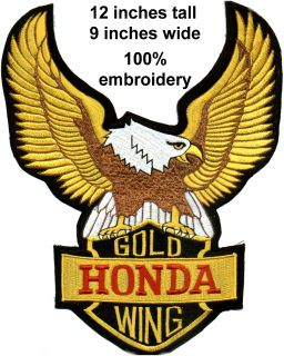Giant Honda Gold Wing Back Patch 100 Embroidery 9 inches x 12 Inches
