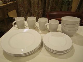 15pc. Gibson Dinnerware set. White, ribbed edges. W/D & microwave safe