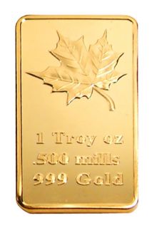 Lot 50 x 1 Troy oz 500 Mills Gold Canada Maple Leaf Bar