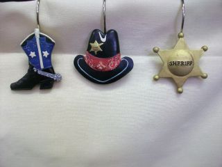 Giddy Up Cowboy Boots Hat Sherriff Badge Shower Hooks