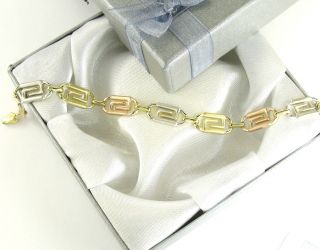 10K Solid Gold Versace Greek Design Link Chain Lady Bracelet