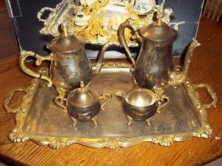  Gold Plated Tea Coffee Service Set 5 Pieces gold plated coffee set js
