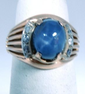 18K Gold London Blue Star Sapphire Diamond Custom Ring