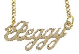 Script Gold Tone Charm Necklace Choice of Name P V