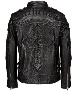  Black Premium Leather Jacket GEAR UP Limited sz M 10OW463B