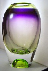 Kosta Boda Visions Vase Purple Green Goran Warff