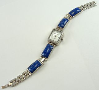 Sterling Silver Gem Time Watch Bracelet Band Roman Numeral Lapis New