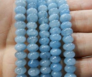 5x8mm Brazilian Aquamarine Abacus Gemstones Loose Beads 15