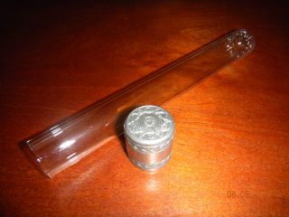 Vintage Glass Cigar Tube with Pewter Cap