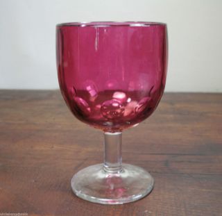 Vintage Bohemian Czech Cranberry Glass Goblet