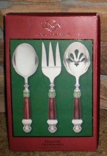  Holiday Gatherings 3 Piece Flatware Serving Set Meat Fork & 2 Spoons