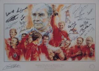  Cup Signed 21 Bobby Charlton Paine Ball Hurst Peters Banks