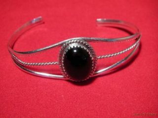 Gilo Grace Nakai Navajo Sterling Onyx Cuff Bracelet