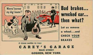 Goshen New York NY 1950s Car Wreck Policeman Careys Garage