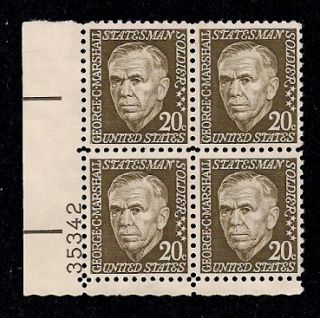 1973 George C Marshall 1289A Mint MNH Plate Block