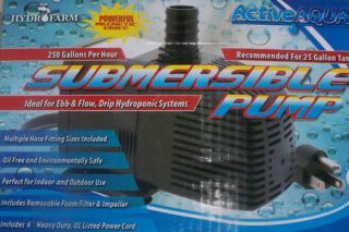250 GPH Submersible Water Pump Hydroponics Aeroponics