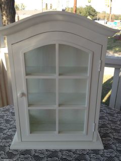 Wood Wall Display Curio Cabinet Wshelves Glass White Finish