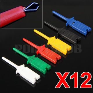12x Grabbers Probes SMD IC Hook Test Clip Cable 6 Color
