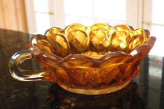 Imperial Heavy Grape Marigold Carnival Glass Single Handle Nappy Circa