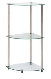 Accsense Modern Glass 3 Tier Corner Shelf Rack Stand