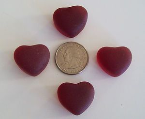 Tumbled Ruby Red Hearts Craft Glass Sea Glass Mosaic Arts Jewelry Lot