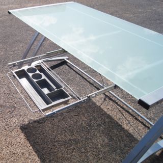 Modern Z Style Glass and Aluminum Desk