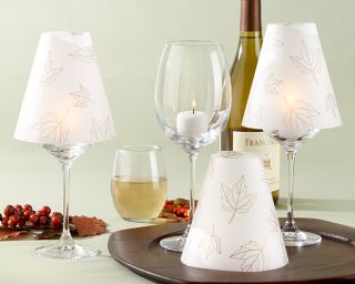 24 Fall Leaves Vellum Wine Glass Shades Wedding Party