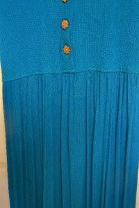 GO SOFTLY Dress Bright Turquoise Patio Muu Muu Mid Knee Length (SZ
