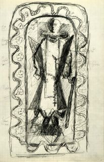 1955 Heliogravure Artist Georges Braque Abstract Portrait Ruff Collar