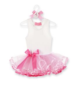 12 MO Mud Pie Tiny Dancer Ribbon Tutu Dress Pink White