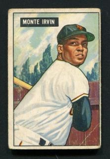 you are bidding on a 1951 bowman 198 monte irvin giants condition is g