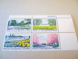 Scott No 1365 6 Cents Plate Block Plant for More Beautiful Cities MNH