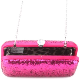 Pink Glitter box shaped Clutch by Betsey Johnson features an all
