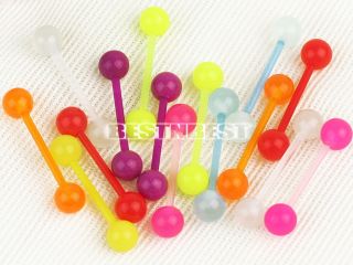  Glow In The Dark Ball Tongue Bar Lip Rings Barbell Piercing Jewelry