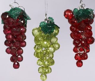 Beaded Grapes Christmas Tree Ornament Set of Three Wine Lover Holiday