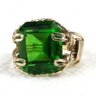 Green Quartz Gemstone Ring 14k Rolled Gold 16 5cts