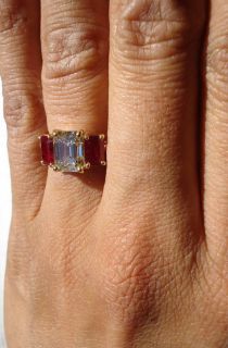 06ct Emerald GIA Diamond Faint Yellow Ruby Side Ring R2453 Diamonds