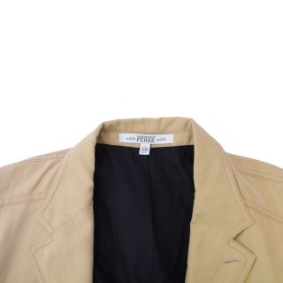 Gianfranco Ferre White Beige Wool Striped Three Button Jacket Coat