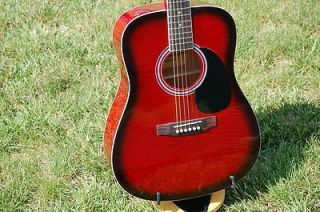 Giannini Full Size Flame Top Dreadnought Steel String Acoustic Guitar