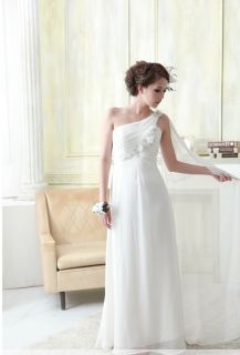 Japan Sexy Greek Goddess 1 Shoulder Chiffon White Ruffle Prom Gown