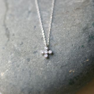  Swarovski Small Cross Necklace White Gold Filled Cross Jewelry