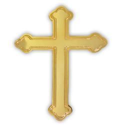 Gold Plated Ornate Cross Lapel Pin Crucifix Lord Jesus