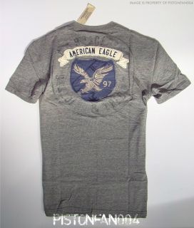 American Eagle Mens Gray Back Graphic Applique T Shirt XL Tall